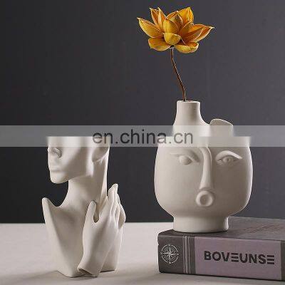 Modern Simple Abstract Human Body Sculpture Ceramic Dry Flower Vase For Living Room Office Decoration Creative Nordic photo-3