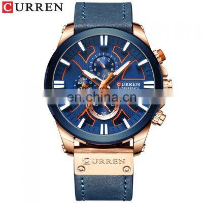 CURREN Casual Sport Watches for Men Blue Top Brand Luxury Military Leather Wrist Watch Man Clock Fashion Chronograph Wristwatch