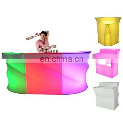 plastic light up led cocktail table LED bar nightclub furniture waterproof modern LED portable bar counter for sale