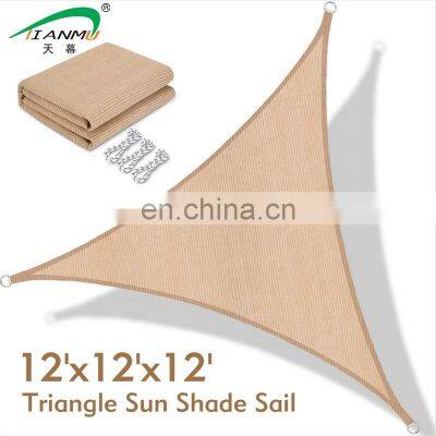 12*12*12ft triangle awning waterproof oxford cloth shade sail for veranda porch