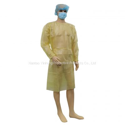 Free Sample Protection Disposable Nonwoven PP PE Yellow Isolation Gown