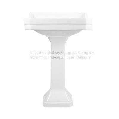 CUPC Bathroom 30 Inches 77cm Rectangle Ceramic Pedestal Sink With Backsplash photo-5