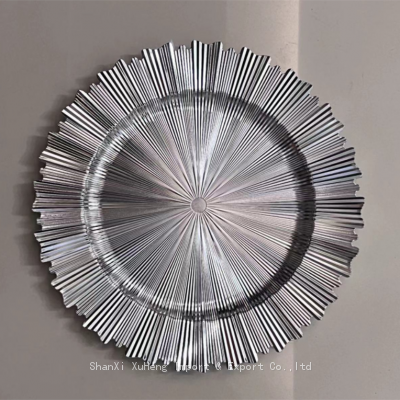 Silver Electroplated Tableware Wedding Table Centerpieces Decorative Plastic Charger Plates