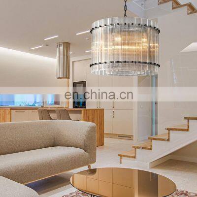 Modern Industrial Style Rivet Crystal Piece Chandelier Lighting Fixture for Living Room Kitchen Island Dining Room Foyer Lobby