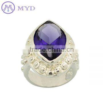 Luxury Silver Pigeon Egg Shaped Gemstone Ring Design Mens