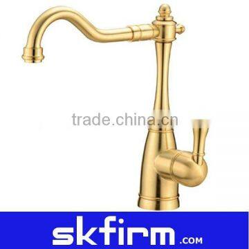 Brass single handle long neck basin mixer faucet