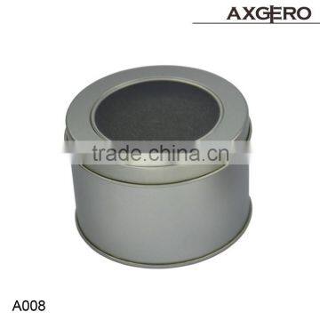 New Style Round Tin Metal Watch Box With Clear PVC Windows photo-2