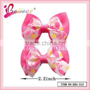 Double layers nice hair bows wholesale ribbon bow hair clip,2015 new hair styles