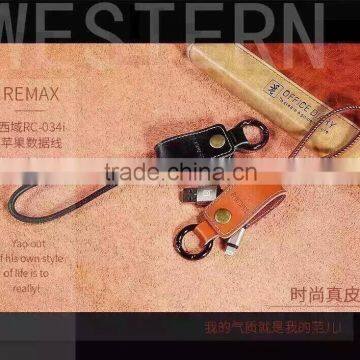 Remax Leather USB Cable for Iphone IOS Mini Usb Cable Sync Charge Cable for Iphone 6 photo-3