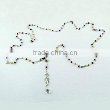 Love Victory !! Multi Stones 925 Sterling Silver Necklace, Silver Jewellery, 925 Silver Jewellery photo-3