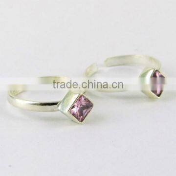 Spirit Of Peace !! Pink CZ 925 Sterling Silver Toe Rings Jewelry, Silver Jewelry Exporter, Fashion Silver Jewelry