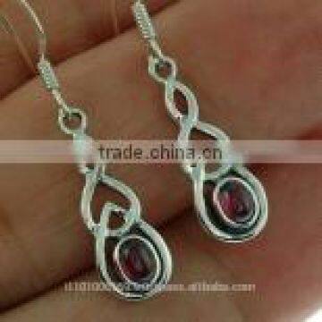 Celtic Knot Silver Earrings set w Garnet, e299