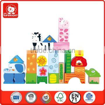 Wenzhou factory 26 pcs promotional toys for kids smooth animal wooden blocks game