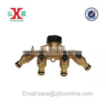 4 way Aluminum Garden Water Hose Shut-off Faucet Manifold