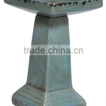 clay garden square handmade birdbath