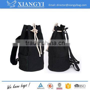 Fashionable durable 16OZ washed canvas drawstring bucket bag outdoor football basketball backpack