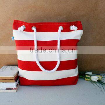 2013 spring, For market or beach or gym, Bags handmade Lovely Bag white and Red striped beach bag.