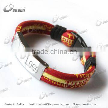 Fashion jewelry 3 color rope custom logo titanium energy bracelet with stainless steel clasp