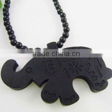 elephant wood pendant necklace for wholesale