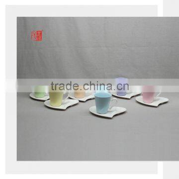 Set of 6 Heart Shape Ceramic Cup and Saucer Set