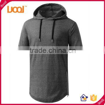 Mens Hip Hop Longline Pullover Short Sleeve Hoodie Shirt photo-2