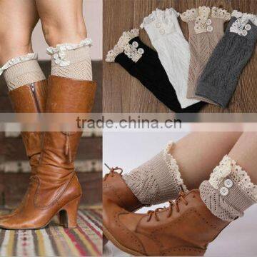 Acrylic Crochet Leg Warmer Knitted Lace Boot Socks