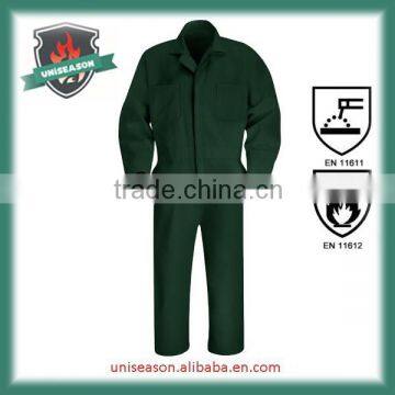 Dark green flame resistant coverall