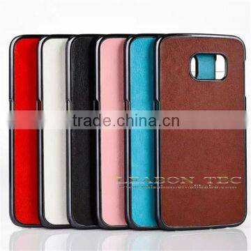 2015 New Arrival leather coated plastic PC back case for Samsung Galaxy S6