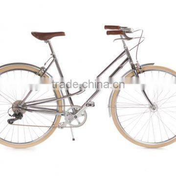 Chrome steel lady city bike 700c street city cruiser 7 speed bicycle