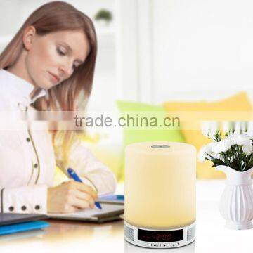 New trend hot bedroom product touch control led lamp blueooth speaker with LED screen clock display and alarm clock function