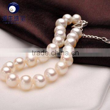 fashion chunky pearl bracelet 8-9mm near round with love shape clasp