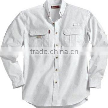 Long sleeve white color full button blank fishing jersey for men