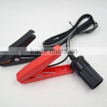 PVC Jacket and Copper Conductor Material Alligator Clips to Cigarette Lighter Socket Adapter