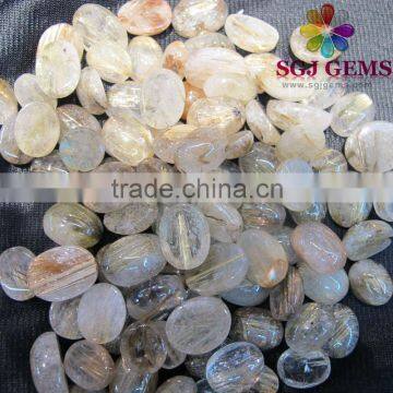 Natural Gold Rutilated Quartz Cabochons beads