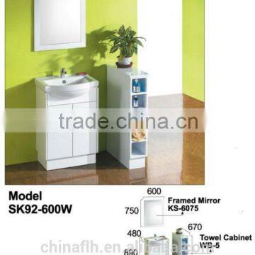 HPL Furniture Simple Asian Style White Color Cheap Single Bathroom Vanity