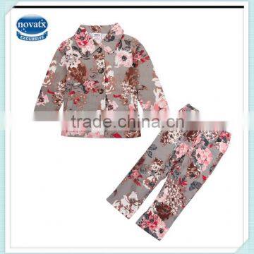 2-8Y (F3675) Nova kids garment autumn high quality printed flower baby outwear clothing sets