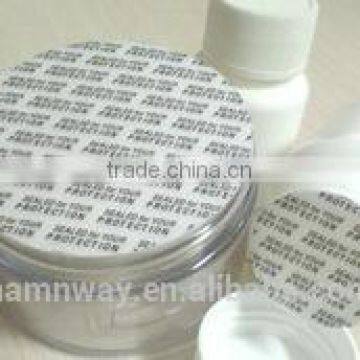 plastic bottle pre cut composit material cosmetic seal adhesive lids