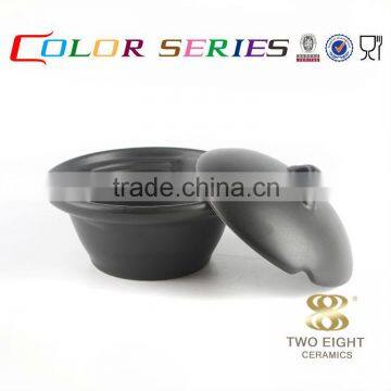 OEM latest style crockery Korea tableware set , black ceramic bowl with lid