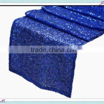 YHR#03 blue sequin banquet wedding wholesale table runner cloth overlay linens