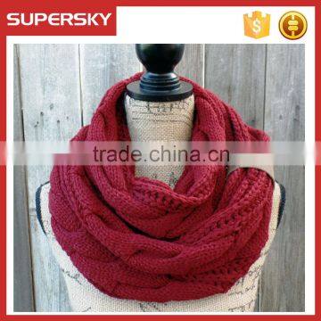 A-247 cable knit red scarf neck warmer infinity cable knitting chunky scarf chunky cable knitted scarf