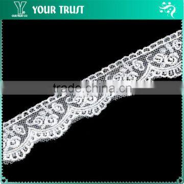 Width 6.0 Centimeter Wavy Flower Mesh White Polyester Trimming Lace