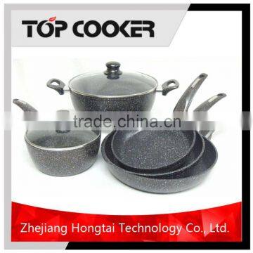 Hot selling 7pcs aluminum non stick marble titanium cookware