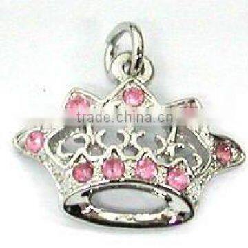 metal rhinestones crown pendants for necklace,21.2x27mm