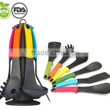 KU02102 Hot Sale 6PS Colorful Food Grade Heat Resistant Grooving Turner Silicon Kitchenware photo-2