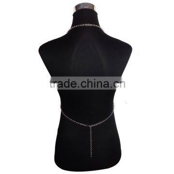 Multi Chain Necklace Long European And American Big Exaggerated Alloy Body Chain Tassel Silver Crystal Necklace photo-5