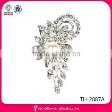 HOT WHOLESALE HANDMADE FLOWER RHINESTONE PEARL BROOCH