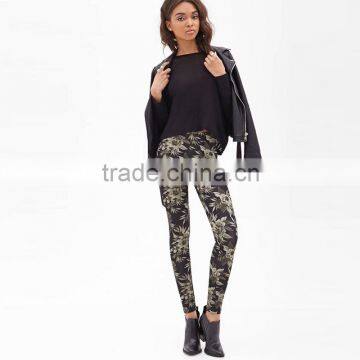 Tropic Floral Cropped Skinny Leggings Women Casual Pants photo-4