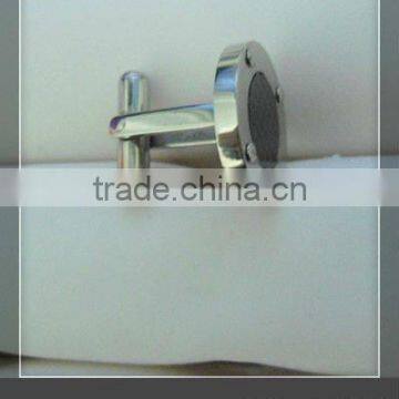 X045 stainless steel black enameled cufflinks