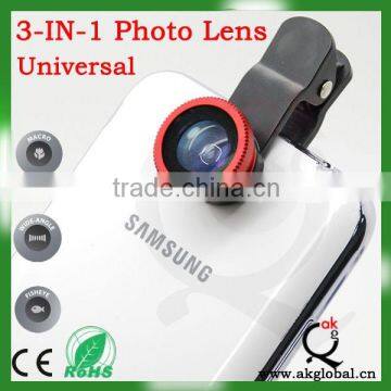 New Mobile Phone Eyes Clip Fish Eye Lens Cellphone 3 in 1 Universal Clip Lenses