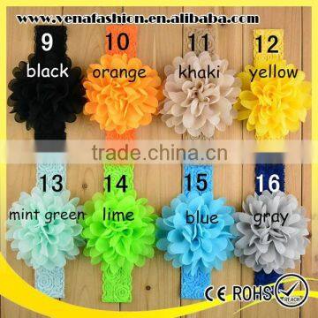 Lace Elastics Chiffon Flower Baby Hair Colorful Head Bands